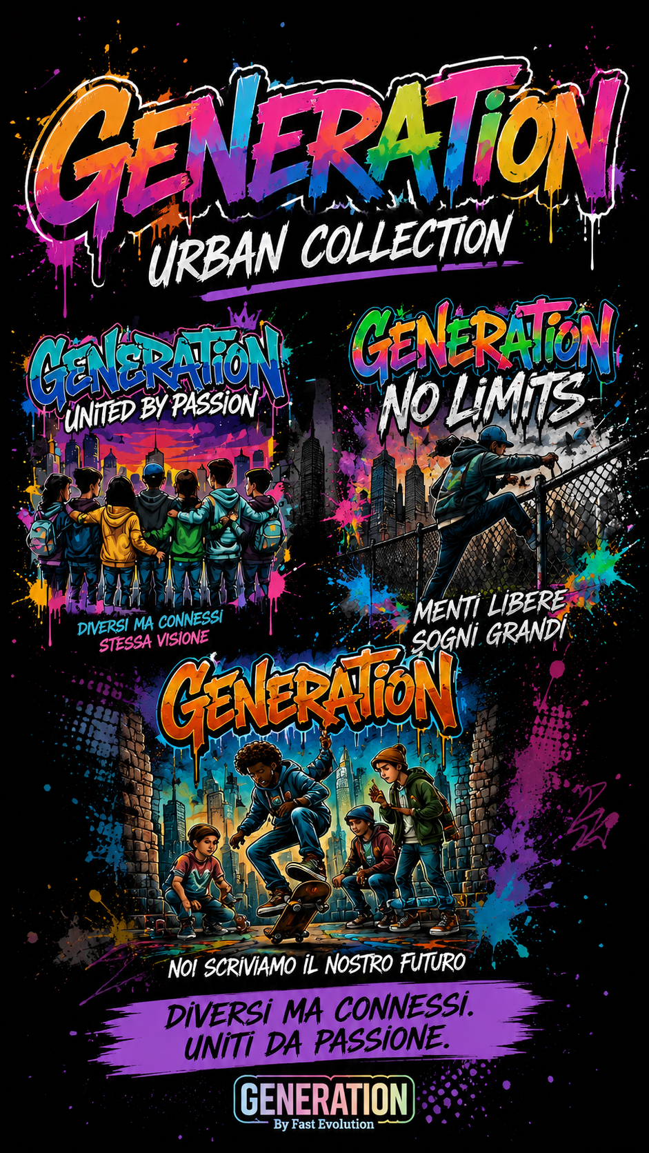 GENERATION Urban Collection - United by Passion, No Limits, Noi Scriviamo il Nostro Futuro